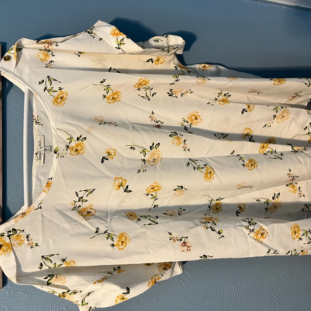 Off white blouse with yellow flowers